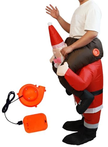 Santa Claus Inflatable Costume - Winter Holiday Cosplay Jumpsuit - Blow up Funny Christmas Costume - for Winter Holiday Parties Family Gathering Events Performance Celebrations