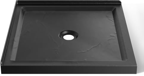 GOBESTRY 36x36 Inch Square Shower Base, Single Threshold Shower Pan for 2-Wall Corner Installation | Textured Non-Slip Surface, Scratch and Stain Resistant, Slate Black Finish