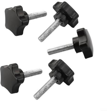 5PCS Star Handle Fastening Screws with Rubber Head Knob Hand Screw Bolt Suitable for Industrial Instruments Speaker Stands and Workshop Use (8x35mm)