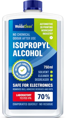 WoldoClean Isopropanol 70% isopropyl alcohol 750 ml - avfettar elektronik | isopropylalkohol IPA, rengöringsmedel för skärm, glas, tangentbord, kylpasta och kretskort, fettlösare för verktyg