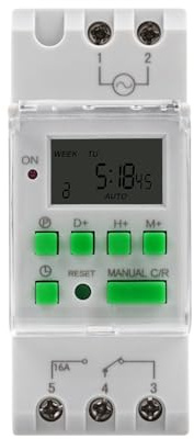 Temporizador Digital Programable Carril DIN, 220V 15A Programador Eléctrico Digital Diario semanal de Potencia LCD Reloj Temporizador Cuadro electrico montado en riel DIN de 35 mm
