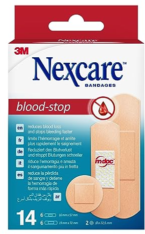 Nexcare Blood Stop Blutstillende Pflaster, assortiert, 14/Packung