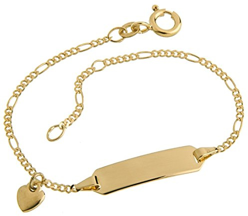 SILBERKETTEN STORE DEIN SCHMUCK ONLINE SHOP Braccialetto per bambini e neonati, oro 333, con incisione, lunghezza a scelta da 12 a 16 cm, 12 centimeters, Oro giallo, Senza pietre.