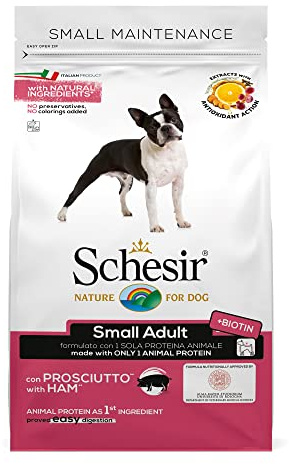 Schesir, Small Adult, Cibo Secco per Cani di Piccola Taglia, Completo e Bilanciato, con Prosciutto, con Vitamine Aggiunte, Cruelty-Free, 2Kg