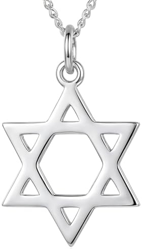 Alexander Castle Solid 925 Sterling Silver Star of David Pendant Necklace for Men Women Boys Girls - with 18 Silver Chain and Jewellery Gift Box