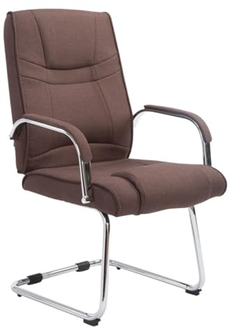 CLP Silla Cantiléver Attila Tapizada En Tela & con Base De Metal I Silla De Conferencia con Reposabrazos, Color:marrón