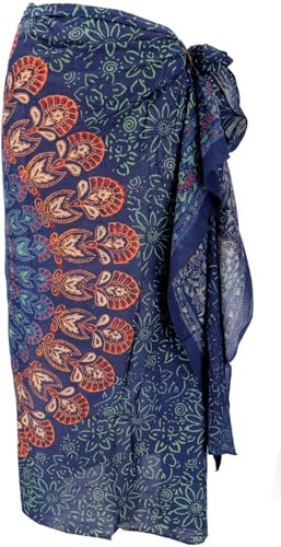 GURU SHOP Leichter Mandala Pareo, Sarong, Handbedrucktes Baumwolltuch, Wandbehang - Modell 6, Herren/Damen, Baumwolle