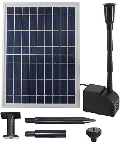 Sol Delpump sinspirande brun saltvatten oslo 900 solar-dammpumps-set trädgårdsdamm solbrunnar för trädgårdsdamm solrunner med STABILEM ALU-ram