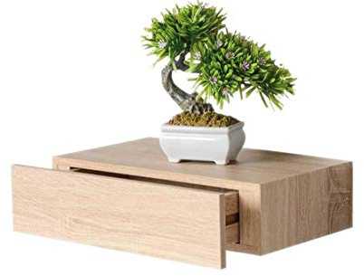 GICOS Import Export Mensola da Parete con cassetto libreria pensile scaffale in Legno da Muro Colore Rovere 40 x 24 x 10 cm DOU-782510