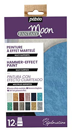 Pebeo 757441 Fantasy Moon Explorer Set, Assorted, 12X20ML, Pearl, apricot, crimson, rosewood, metal blue, turquoise, emerald green, chocolate, smoke grey, ebony, gold, silver