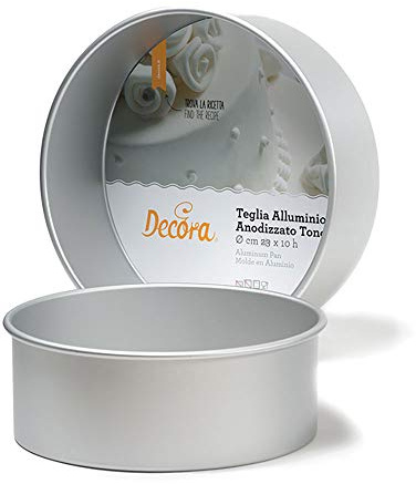 Decora, 0062601 Professionelle runde Backform Ø 23 x 10 h cm, Aus eloxiertem Aluminium, Ohne Schweißpunkte, Professionelles Design.