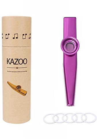 Alnicov Metal Kazoo, Aluminiumlegierung Kazoo mit 5 Kazoo Flötenmembranen und einer schönen Box für Musikinstrument Ukulele Guitar Partners (Lila)