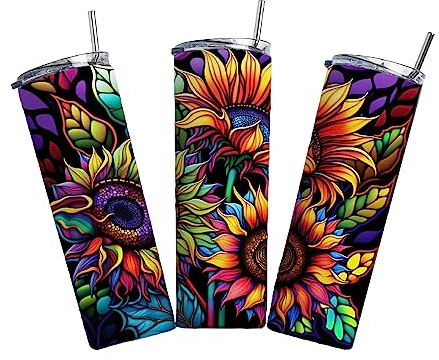 Sunflower Tumbler Wrap Sublimation Transfer, Ready to Press, 20 oz Straight, Ready to Use Wrap, Bright Sunflowers Transfer Tumbler Wrap