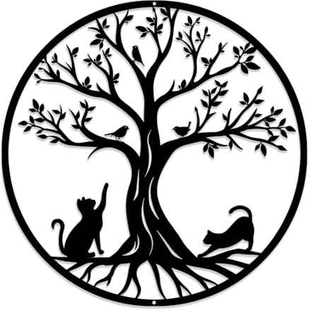 Luccyle Cuadros arbol de la Vida Decoracion Pared, Arbol De La Vida Decoracion Pared Metal,para el Regalo de Interior al Aire Libre Jardín Decoración del hogar (Cat 50cm)