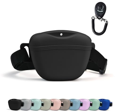 AUDWUD Upgraded Version von Silikon Leckerbissen Tasche,festere Abdichtung zu verhindern,dass Lebensmittel aus fallen während des Gehens;kommt mit einem Gürtel für bequeme