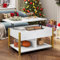 YITAHOME Lift Top Coffee Table, Easy-Lift, 2-Tier Adjustable Height with Hidden Storage Compartment and Storage Shelf for Living Room, Office, White Marble