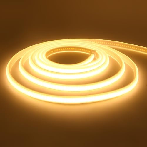 KISUFU Luce al Neon 220V Strisce LED COB, Flessibile Striscia al neon Alta luminosità 288 LED/M,IP65 impermeabile,Striscia LED al neon a corda tagliabile per la decorazione di interni