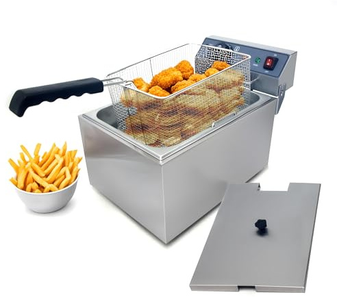 Hakka 10L Electric Deep Fryer,Commercial Deep Fryer with Baskets,Stainless Steel Fryer for French Fries, Chicken, Fish & Chips