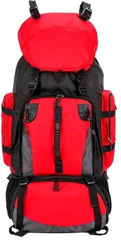 OUYUE Sac À Dos De Voyage Sac À Dos De Voyage De Pêche Étanche 90L, Sac De Jour, Sac De Camping, Alpinisme pour Camping Trekking(Rot)