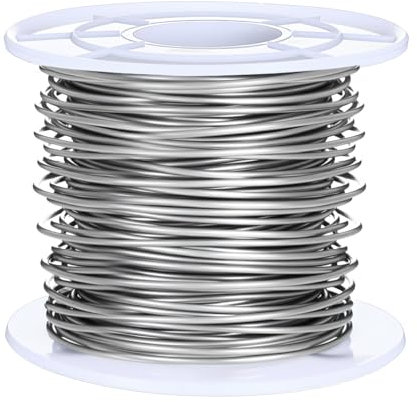 Ptwola 18 Gauge Edelstahldraht für die Schmuckherstellung Flexibles Basteln Perlenbinden Silberner Snare Draht Bailing Draht Modellierdraht Umwickeln für Bastel- und Schmuckherstellungsbedarf (1 mm)