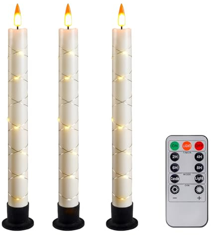 Kitnelw 3 Piezas Velas LED con Función de Temporizador Mando a Distancia Vela led 2x25cm Juego de Velas Decorativas para Habitaciones, Boda, Navideña