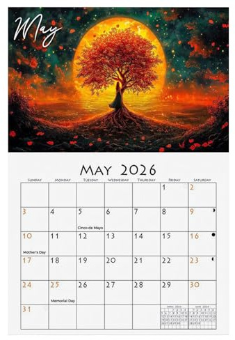 2026 Månatlig kalender, 2026 Väggkalender Trådbindning | Kontorsmateriel schema planerare för att göra-lista planering organisera mål möten