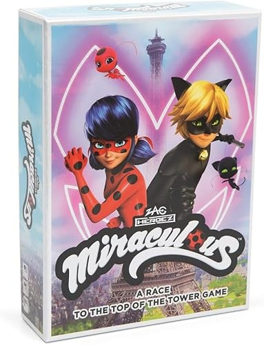 Miraculous Board Game - Race to the Top of the Tower – Fun Action Game for Kids | Super Hero Adventure Game Featuring Ladybug, Cat Noir & Friends for Family Game Night & Toy Gifts for Kids