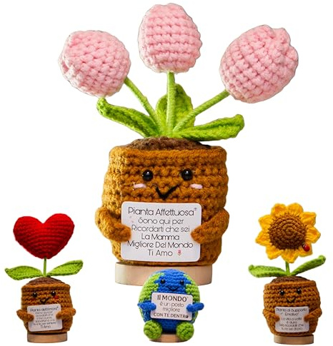 TerraDesign® - Regalo per la Mamma da Figlia e Figlio - Tulipani Finti Decorativi - Regalo per la Festa della Mamma e Compleanno - Pianta Artificiale d’arredo - Pensierino Ti Amo - Regalino Mammina