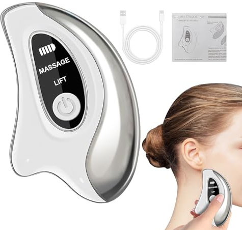 Gesichtsmassagegerät Elektrisch, Nackenmassagegerät, Wiederaufladbares Gua Sha Gesichtswerkzeug mit Smart Vibration, Tragbares Beauty-Gadget für Frauen Damen Frauen Mütter Beschäftigte Profis Spa