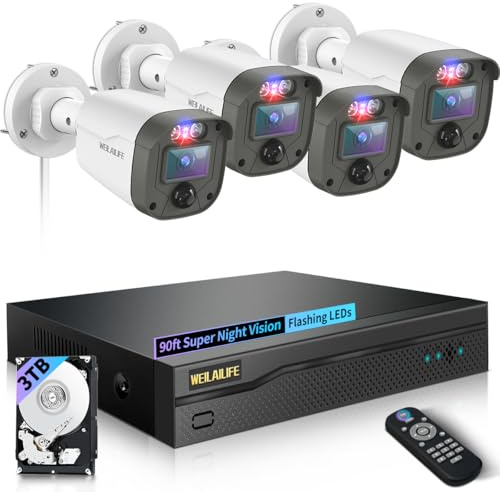 【90-Day Storage】 Outdoor Wired Security Camera System, Home Video Surveillance Systems, CCTV Cameras for Home, Surveillance DVR Kits