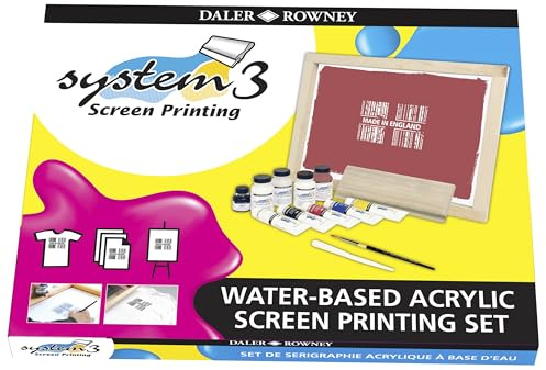 Daler-Rowney System3 Water-Based Screen Printing Introductory/Beginners Set, Transparent Screen, Box Size 54.3cm x 42.3cm