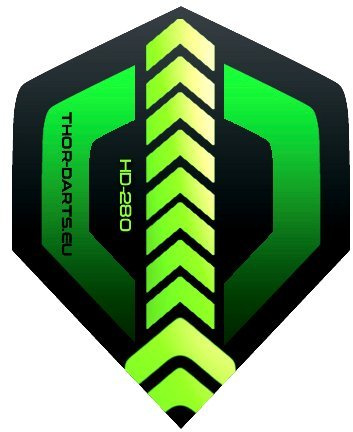 Darts Flights Set olika former (standard, smal, pärla), färger, tjocklekar (75 mic 80–100 – 150 mikro) (1 set/3 flys, TDF1 HD-280 grön 150 mic)