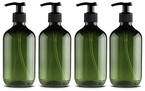Kitchnexus Soap Lotion Dispenser Classical 4PCS 300/500ML Large Capacity Empty Bottles Bath Accessories with Black Lotion Pumps (Green 500ml)
