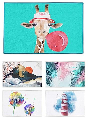 arteneur® - Badematten & Badteppiche 50x80 cm | Badvorleger rutschfest Waschbar bis 40°C | Saugstark & Schnelltrocknend | Fußbodenheizung Geeignet | Weich & Flauschig | Badezimmerteppich Giraffe