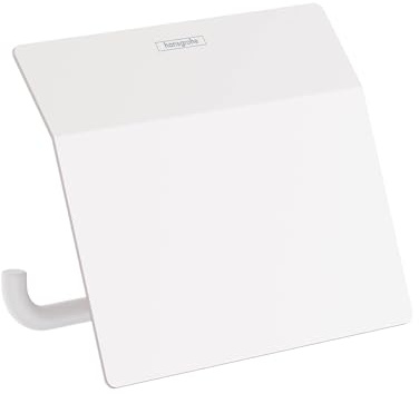 hansgrohe AddStoris - Porte-papier WC avec couvercle, Distributeur de papier toilette pour montage mural, Distributeur de papier toilette, Acessoires de salle de bains, Blanc mat, 41753700