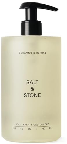 Salt & Stone Body Wash with Antioxidants for Deep Moisture | For Women & Men, Sulfate, Paraben, & Dye Free, Leaving Skin Soft and Hydrated | Bergamot & Hinoki 15.2 fl oz