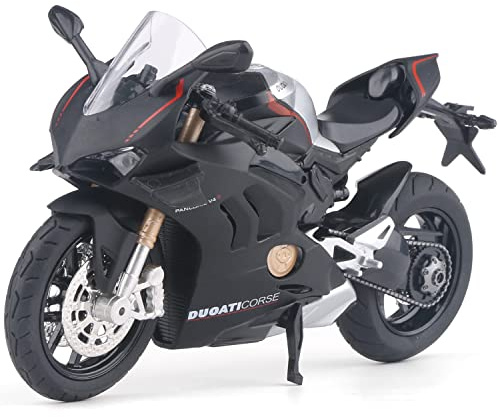 COOLPUR Die Cast Motorcycle Model for Ducati V4, Realistic Motorcycle Model, 1:12 Scale Kids Moto Toy or Collection, Boyfriend,Young Peoples Gift(Black)