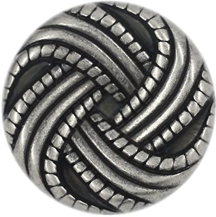 Bezelry 12 Pieces Swirl Ribbon Knot Metal Shank Buttons. 23mm (7/8 inch) (Gray Silver)