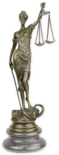 Casa Padrino Lyxig dekoration brons skulptur Justitia bronsfärger/svart 7,6 x 7,3 x H 23,5 cm – bronsfigur med marmorbas – skrivbordsdekoration tillbehör