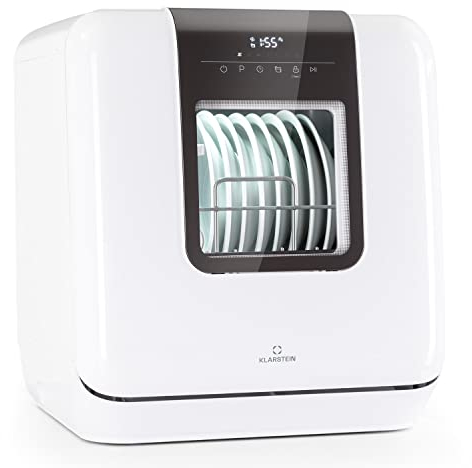 Klarstein Lavastoviglie 3 Coperti, Lavastoviglie Libera Installazione Silenziosa con 7 Programmi di Lavaggio, Mini Lavastoviglie Piccola, Lavastoviglie Mini da Tavolo Portatile e Facile da Installare