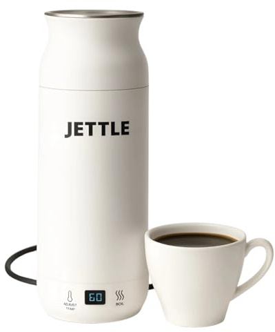 Jettle Electric Kettle - Travel Portable Heater for Coffee Tea Milk Soup - Stainless Steel Travel Water Boiler tea pot with Temperature Control - LED - Automatic Power Off - 450ml - Kitchen Appliance