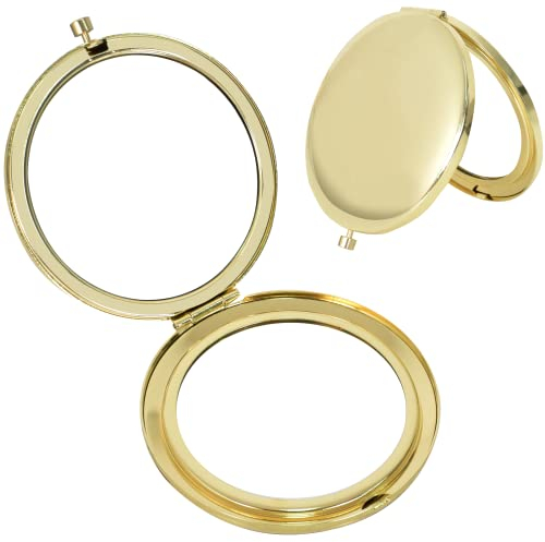 Specchio Tascabile Pieghevole, Specchietti Compatti con Ingrandimento, Specchio da Viaggio a due Lati Trucco Specchio da Viaggio, Portatile Specchi Cosmetici, Specchio Compatto (Oro)