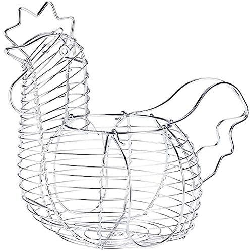 jingfei Eierkörbe aus Metall für Eier, Eierhalter aus Huhn, rustikale runde Körbe mit