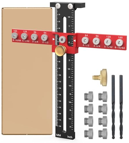 HFM Cabinet Hardware Jig, Aluminum Alloy Cabinet Handle Jig, Adjustable Drill Template Guide Tool, Punch Locator Drill Guide for Installation of Door Drawer Handle and Pulls