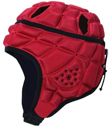 Generic Kids Rugby Helmet Rugby Headgear Soft Padding Rugby Headguards Football Helmet for Outdoor Flag Football, M Red