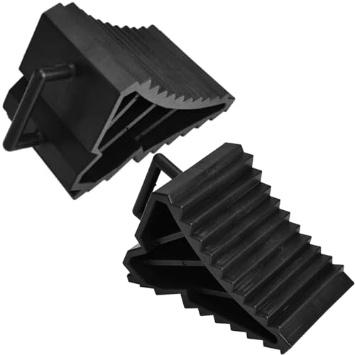 2pcs Wheel Chocks With Handles, Anti-Slip Ridged Wedges Support, Plastic Trailer Tyre Savers Brake Stoppers, Heavy Duty Chock for Caravan Horsebox, Motorhome, Car, Motorbike,Campervan, Motorcycle