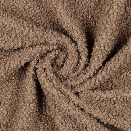 Teddystoff Stoff Teddy Meterware – Weicher Teddystoff in Bouclé-Optik, leicht & kuschelig – Ideal für Kleidung, Deko, Kissen, Accessoires – ab 50 cm – viele Farben (soft taupe)