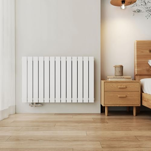 EMKE Heizkörper, Design Heizkörper Flach Horizontal Paneelheizkörper Seitenanschluss Flachheizkörper Doppellagig Wandheizkörper Weiß 630x1000 mm 1343 Watt