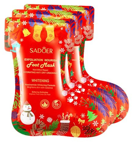 3x Fußmaske Peeling für Frauen Männer, Fuß-Spa Weihnachtsgeschenk Smooth Touch