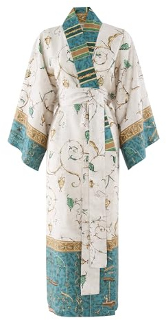 Bassetti OPLONTIS 9331461 Kimono en 100% Satin de Coton Vert v.2, Taille : S-M
